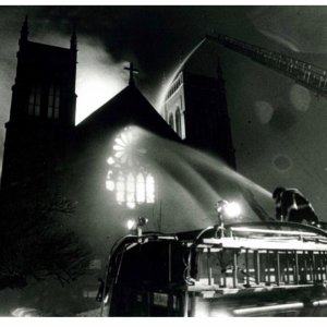 Boston FD  LCS aimed at Rose Window @ 9th Alarm Saint Ambrose Church.jpg